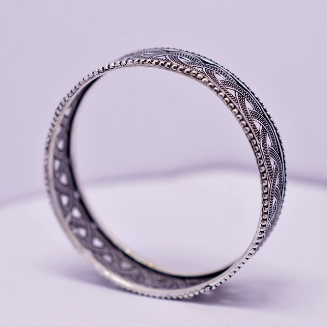 Traditional Stone Oxidised Kada