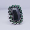 Silver Green Cutstone AD Tika Ring