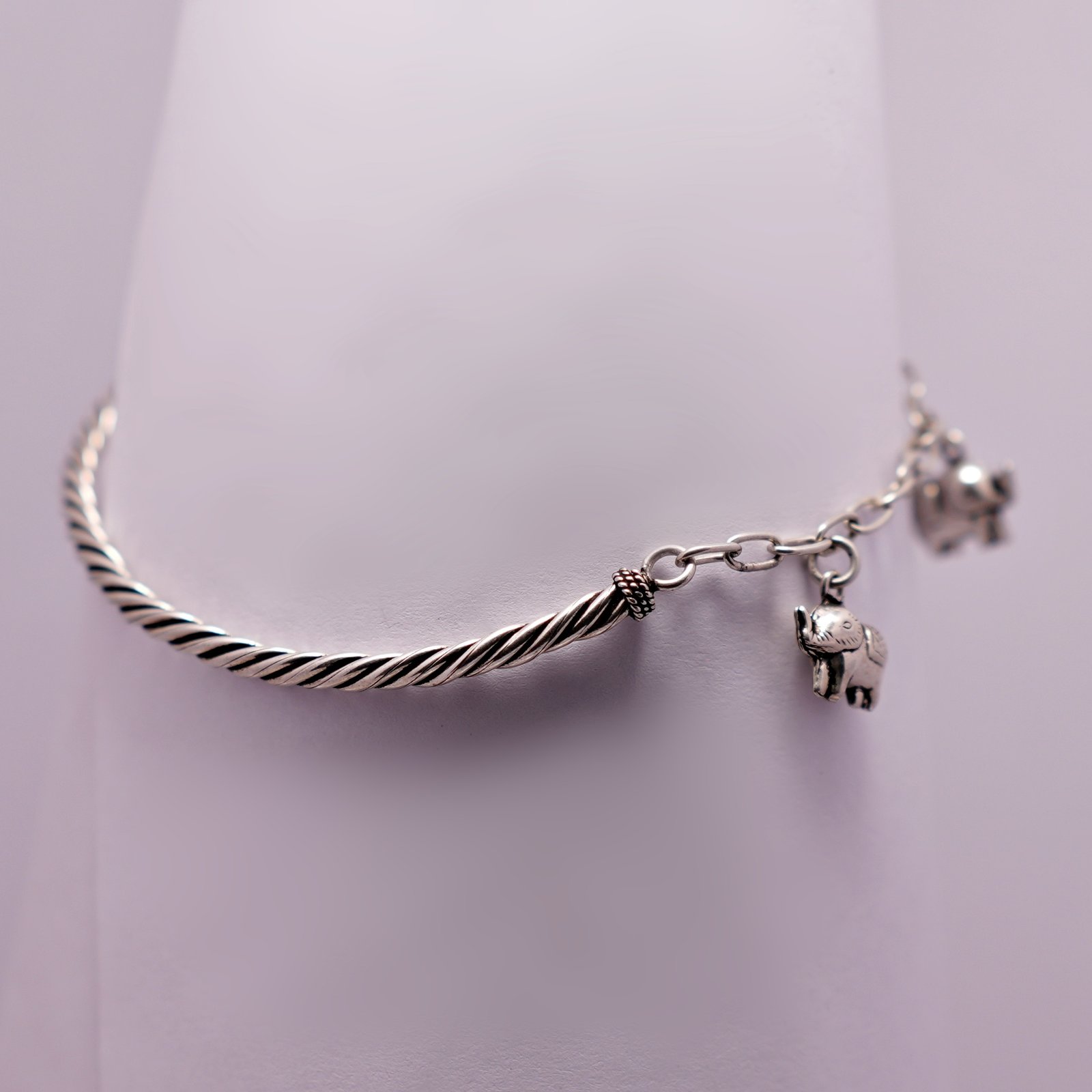 Half Kada Elephant Charm Anklet with chain link for women