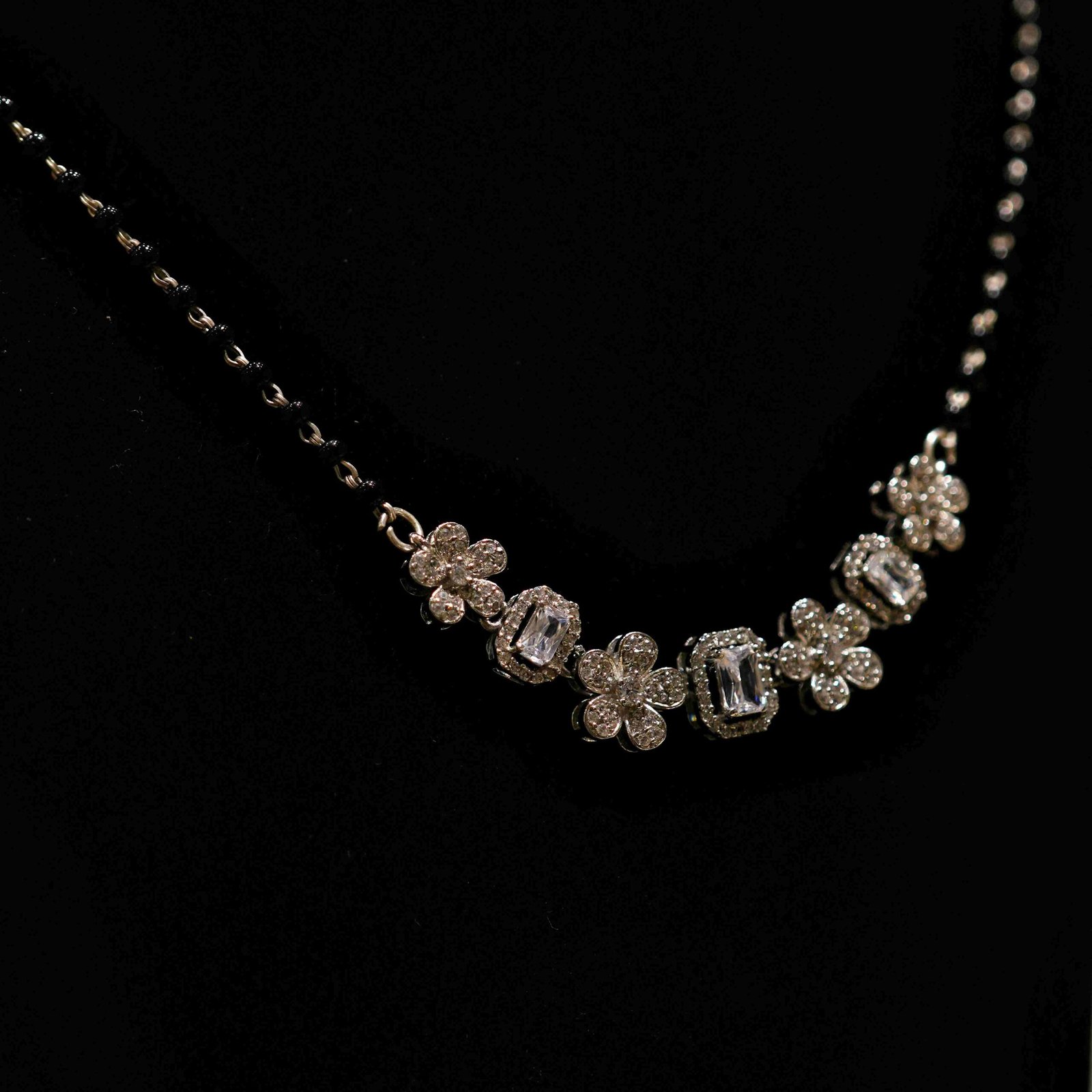 Silver Floral AD Mangalsutra - Image 2