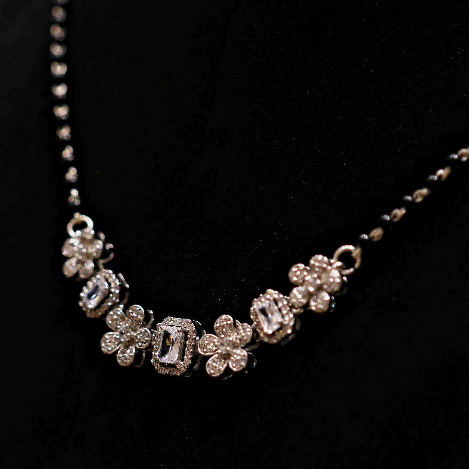 Silver Floral AD Mangalsutra - Image 3