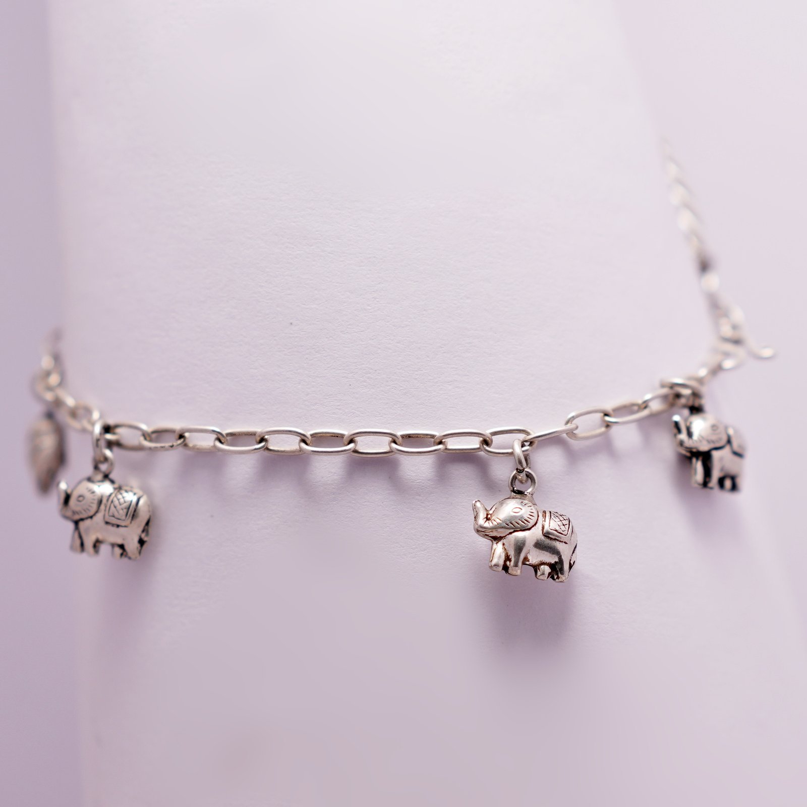 Half Kada Elephant Charm Anklet with chain link for women - Image 2