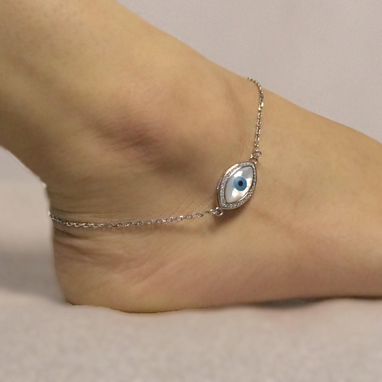 Nazar stone ball design anklet for women