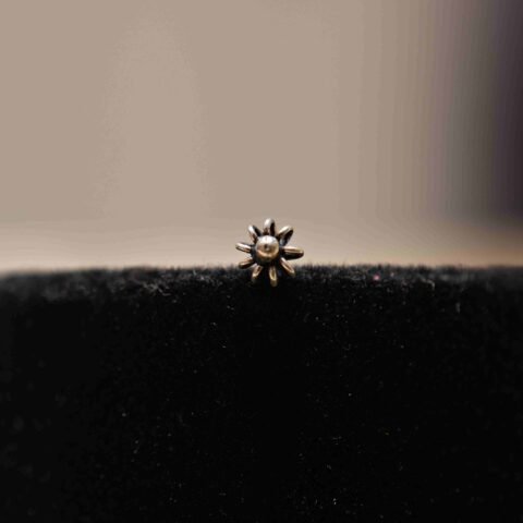 Oxidised Silver Floral Nose Pin