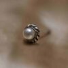 Oxidised Silver Pearl Nose Pin