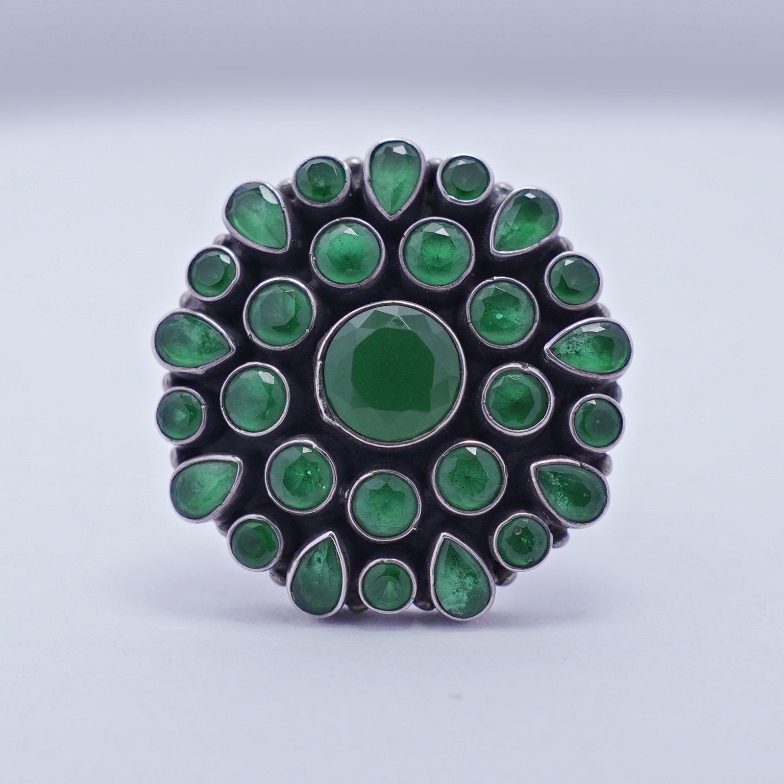 Silver Oxidised Floral Ring - Image 4