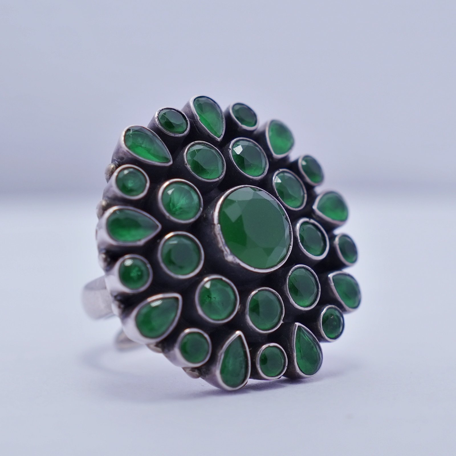 Silver Oxidised Floral Ring - Image 5