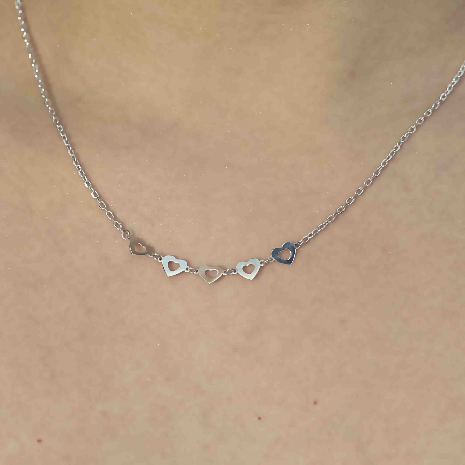 Silver Modern Heart Shape Chain