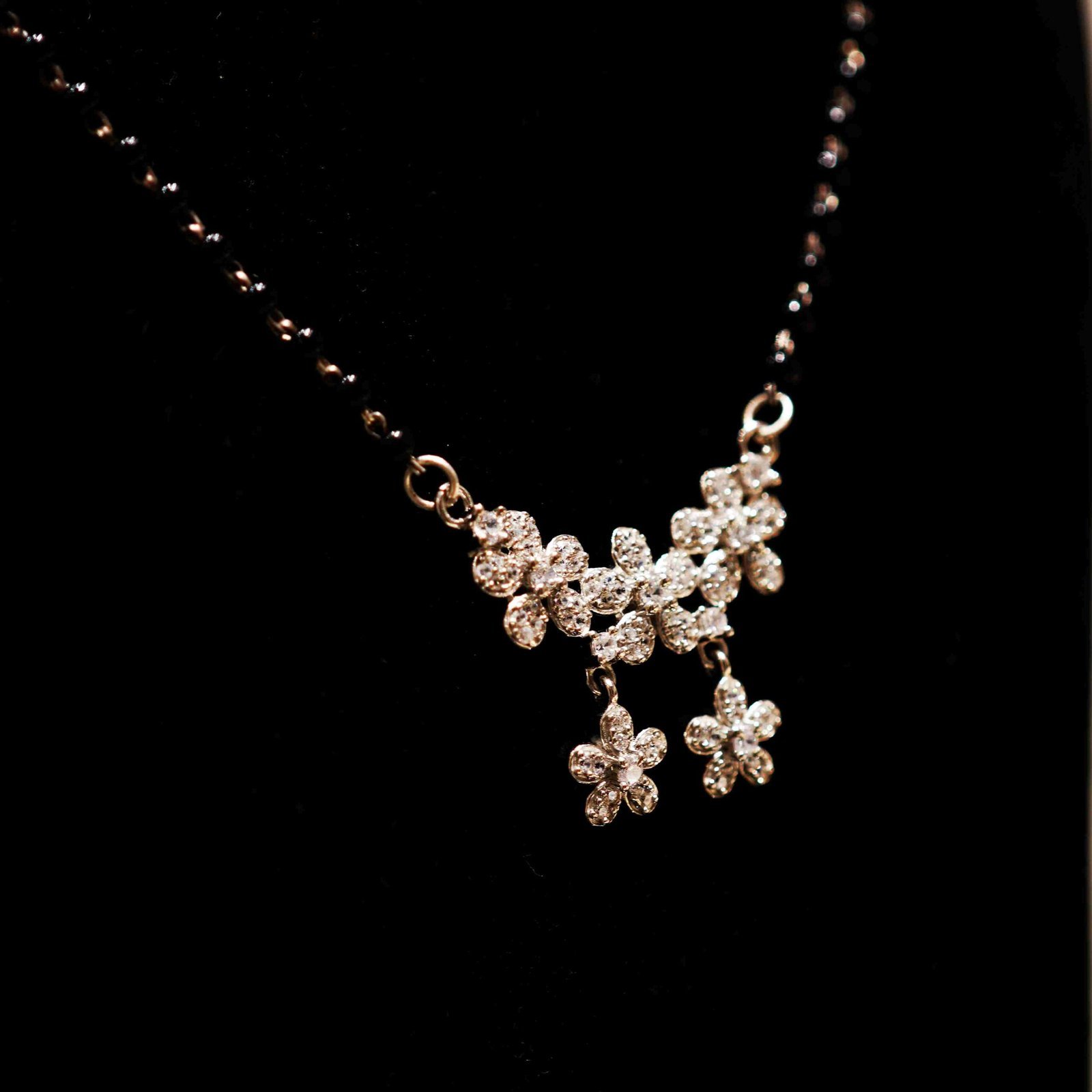 Silver Floral AD Mangalsutra - Image 2