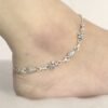 Oxidise Silver Flower link Anklet