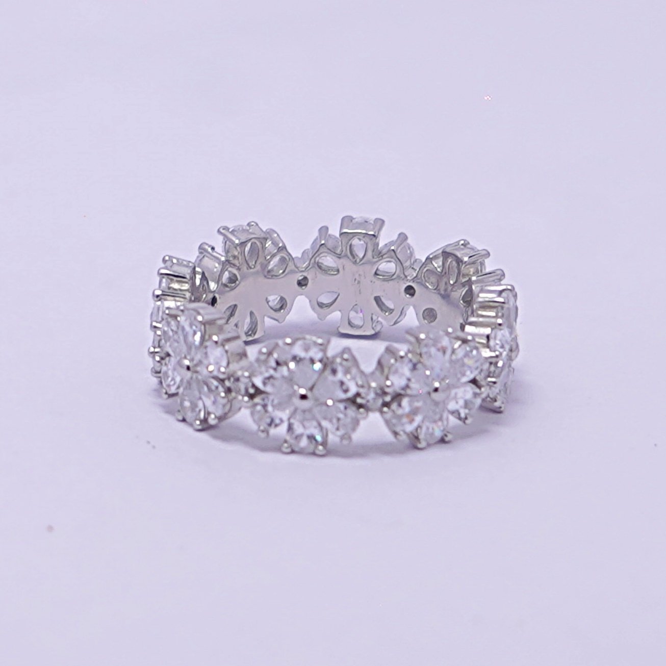 Silver Floral AD Modern Ring - Image 2