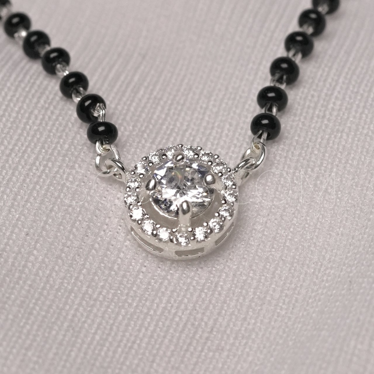 Silver Floral AD Mangalsutra - Image 2