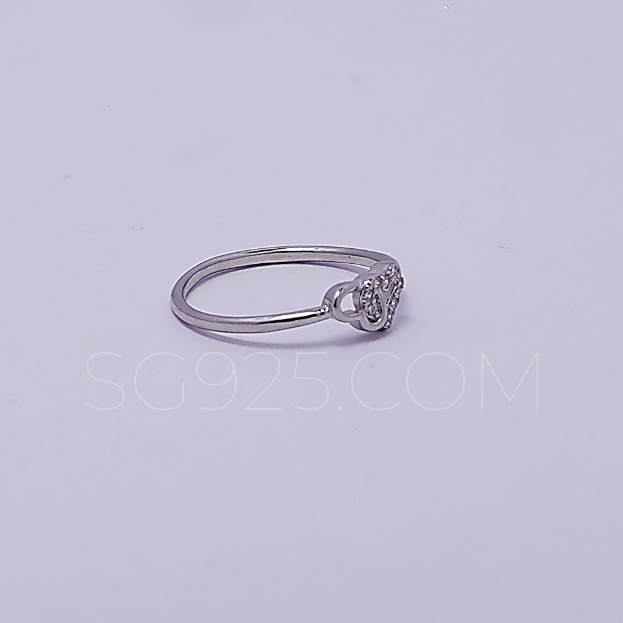 Silver Double Heart AD Ring - Image 2