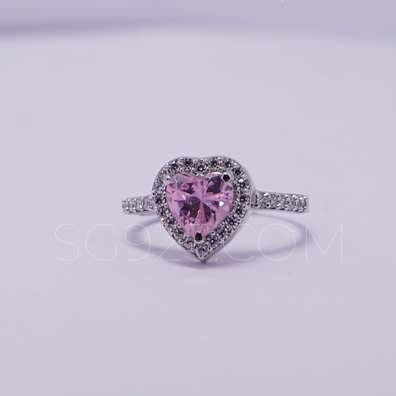 Silver Single Stone Heart Colored AD Modern Ring