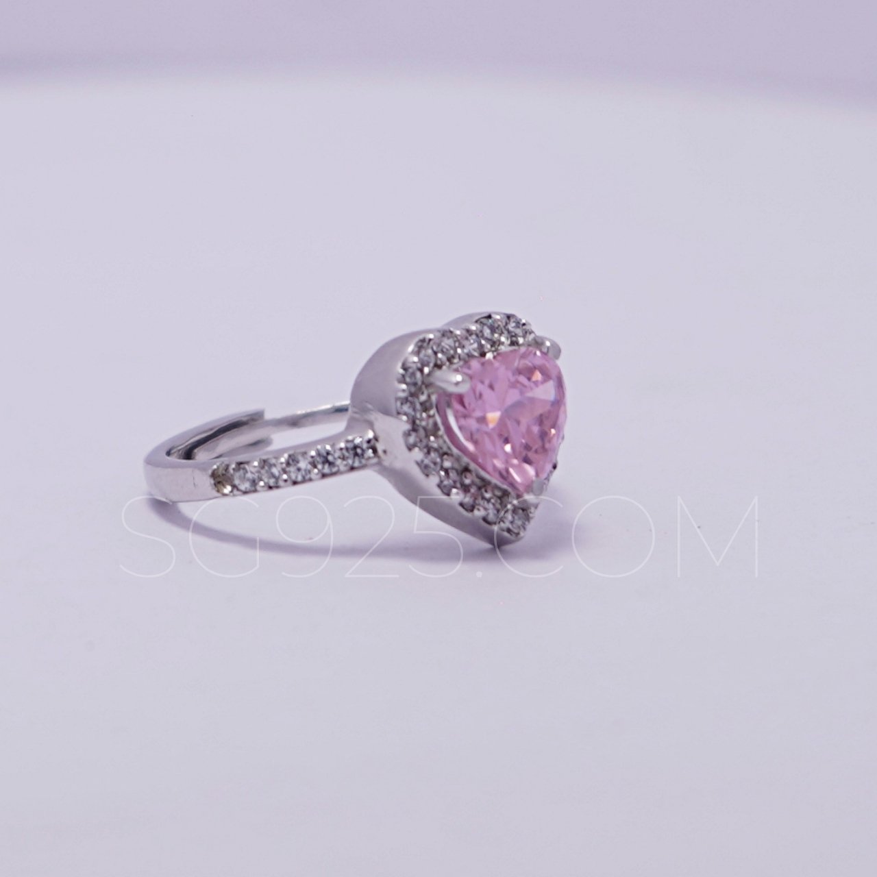 Silver Single Stone Heart Colored AD Modern Ring - Image 2