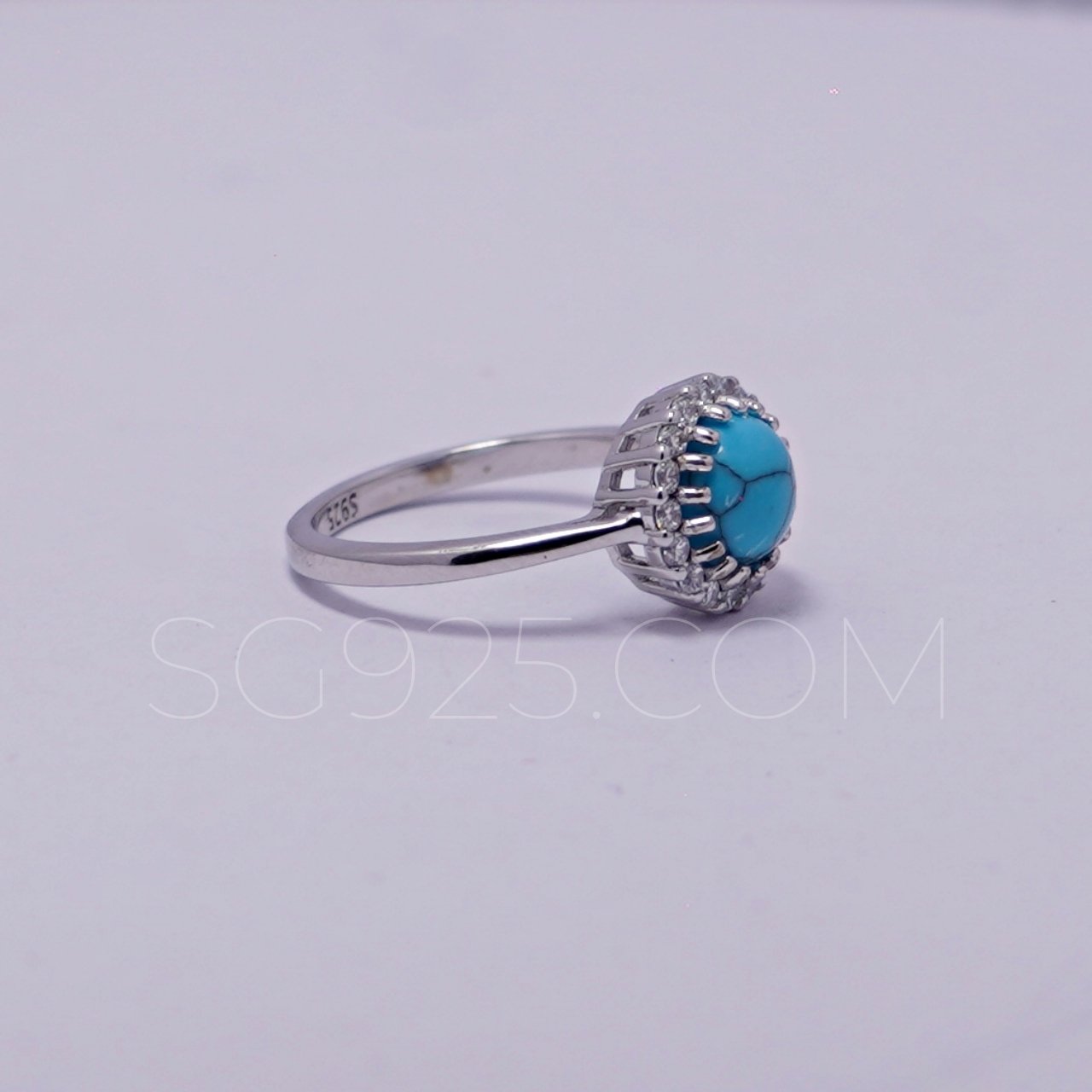 Silver Single Stone Colored AD Modern Ring - Image 2