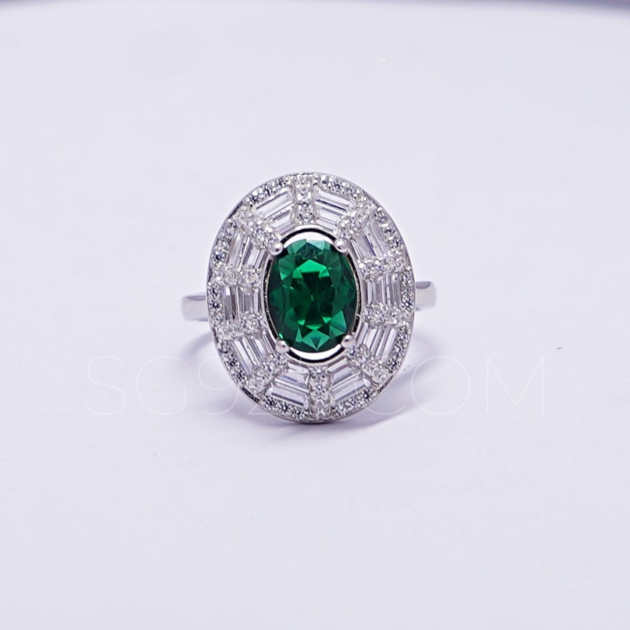 Silver Single Stone Colored Star AD Modern Ring