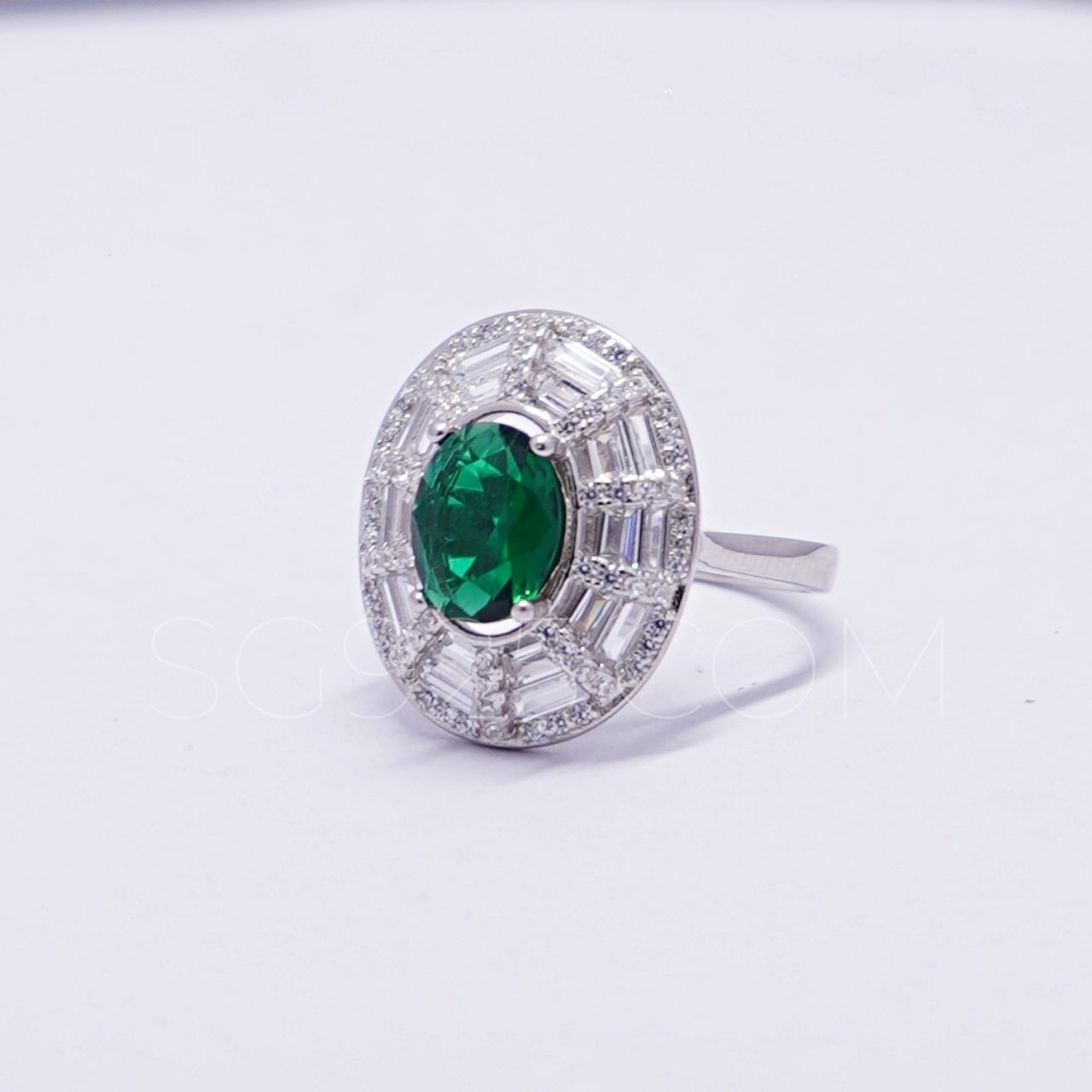 Silver Single Stone Colored Star AD Modern Ring - Image 2